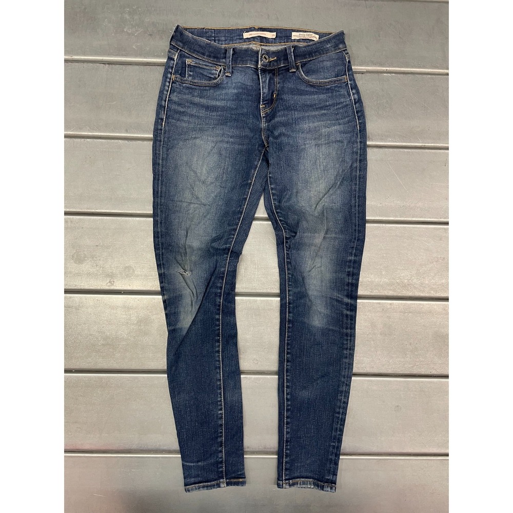 Levis 710 Super Skinny Jeans Womens 25x28 Blue Medium Wash Denim Faded‎